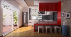 simple  red kitchen by nettonik-d6jwaab